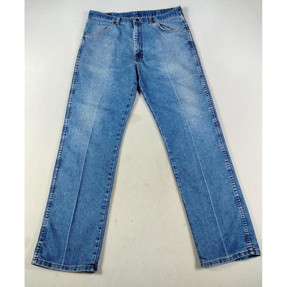Wrangler Jeans Mens 36 Light Wash Blue Regular Fit Straight Denim 85900DW